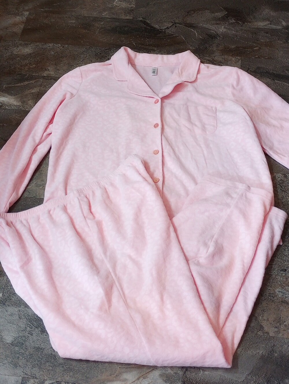 Women's XL Pink Cozy Long-Sleeve Pajama Set NWOT